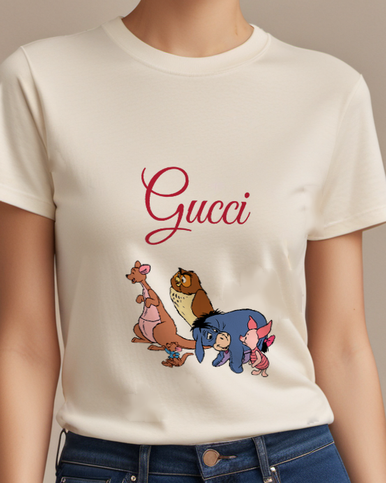 Ivory Roo Kanga Owl Eeyore Piglet Graphic T-Shirt - model wearing view