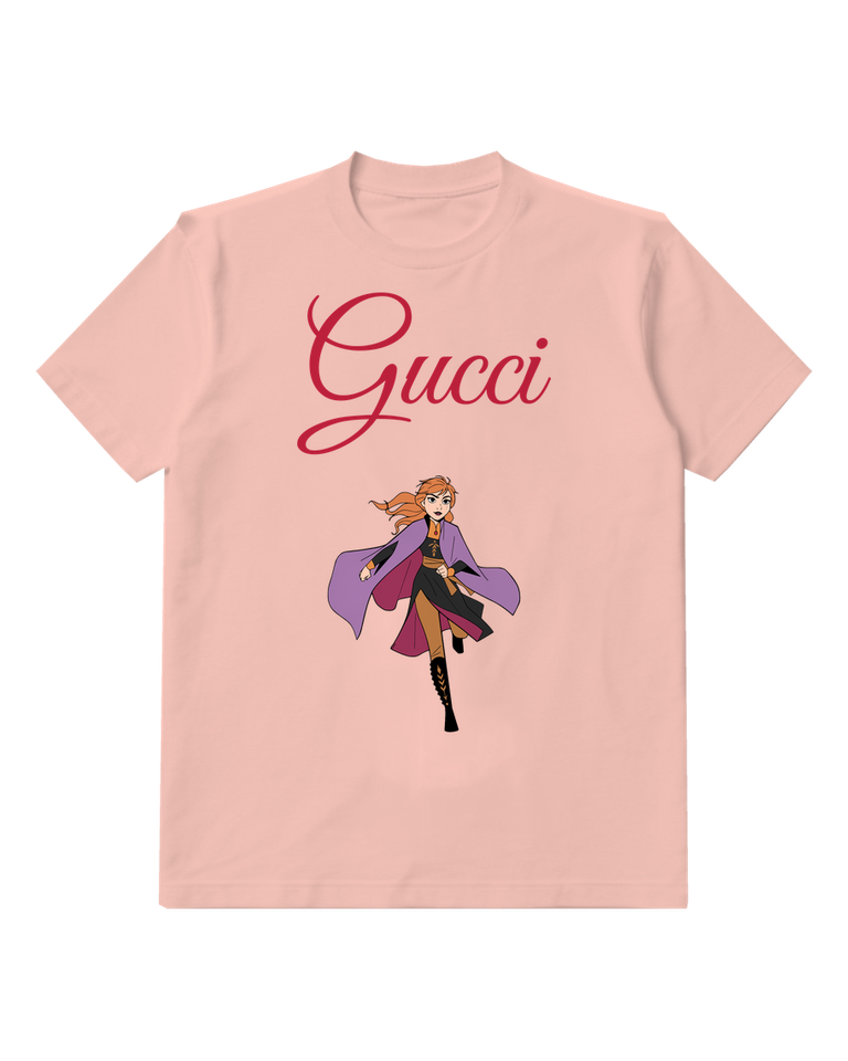 Blush Pink Braided Woman Running Purple Cape Graphic T-Shirt - front product view