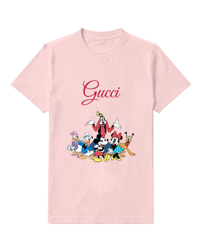 Blush Pink Mickey Mouse Cheerful Arms Raised Graphic T-Shirt - front product view
