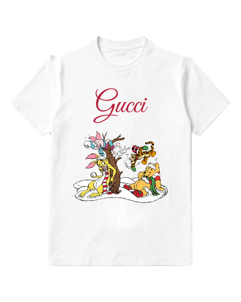 White Piglet Snowballs In Tree Branch Graphic T-Shirt - front product view