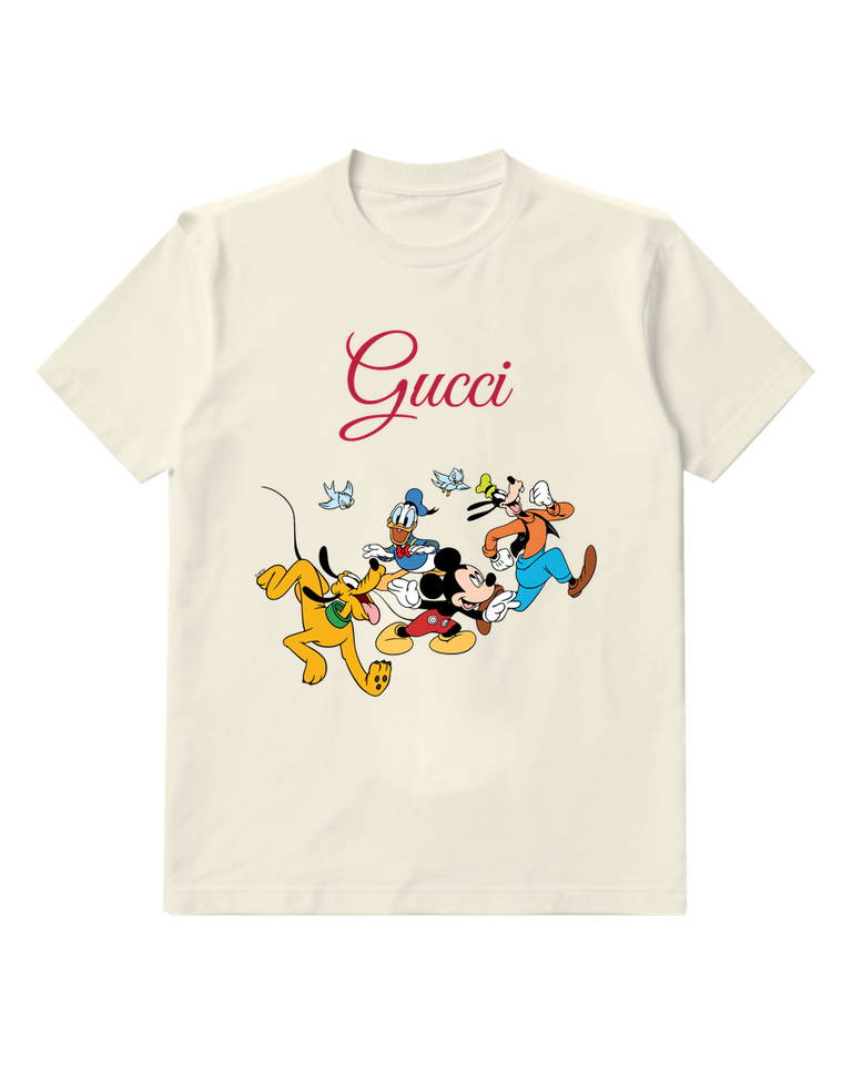 Ivory Mickey Mouse Running With Friends Graphic T-Shirt - front product view