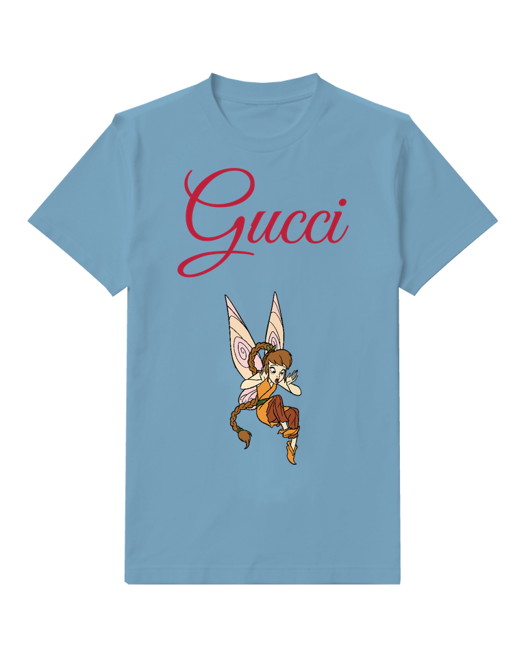 Dusty Blue Girl Front Print Graphic T-Shirt - front product view