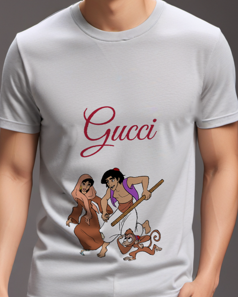 Light Gray Aladdin Jasmine Abu In Motion Graphic T-Shirt - model wearing view