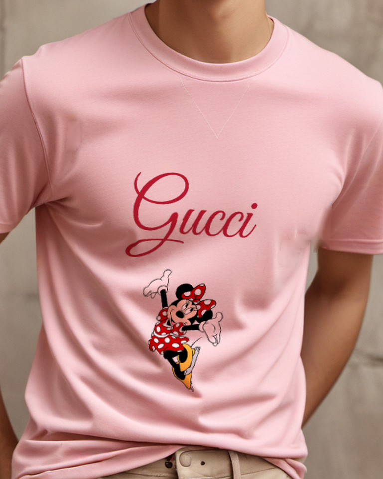 Blush Pink Mouse Red Dotted Dress Leap Graphic T-Shirt - model wearing view