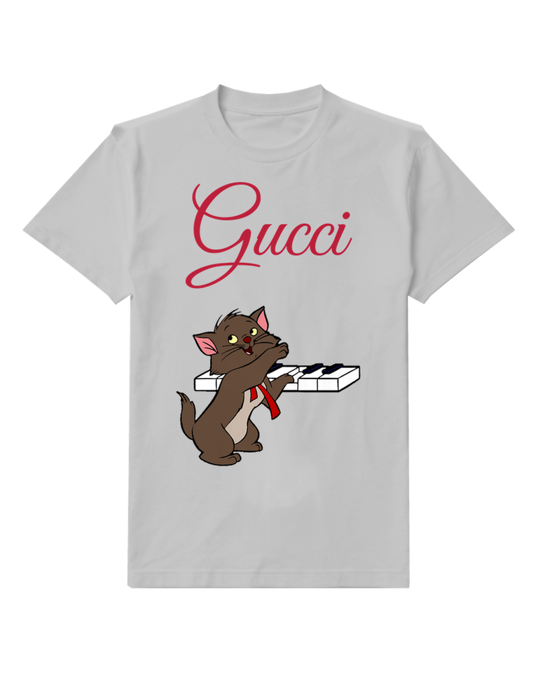 Light Gray Brown Cat Little Keyboard Graphic T-Shirt - front product view