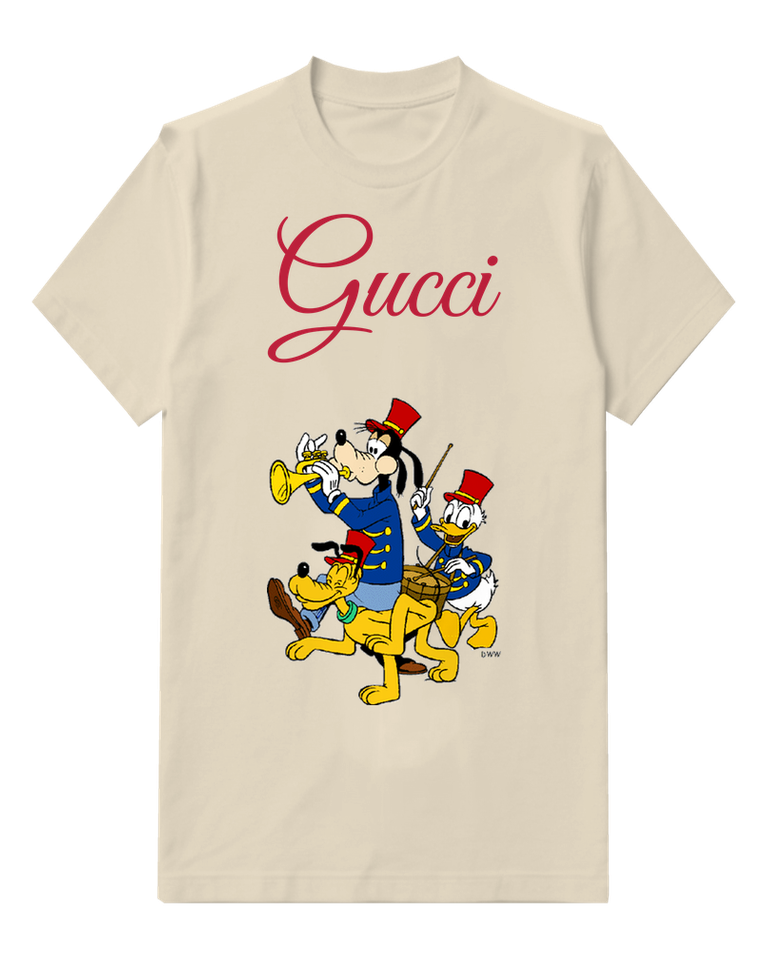 Ivory Goofy Pluto And Donald Duck Marching Graphic T-Shirt - front product view