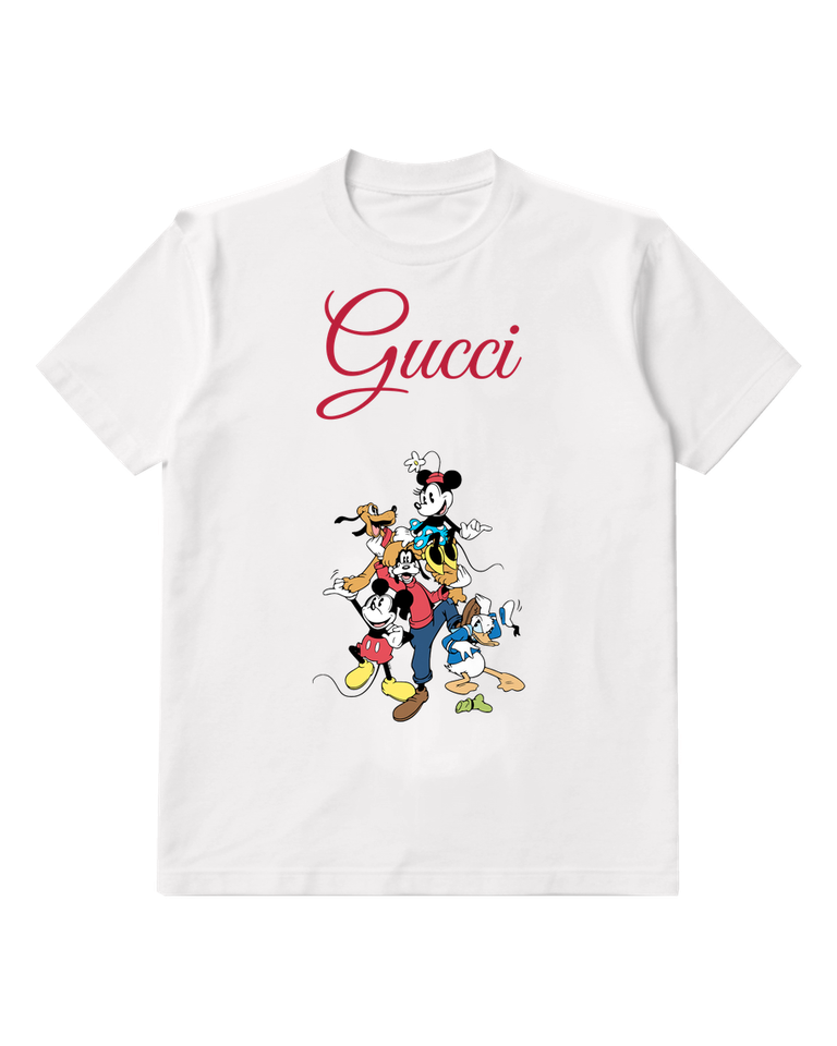 White Mickey And Friends In Joyful Group Pose Graphic T-Shirt - front product view