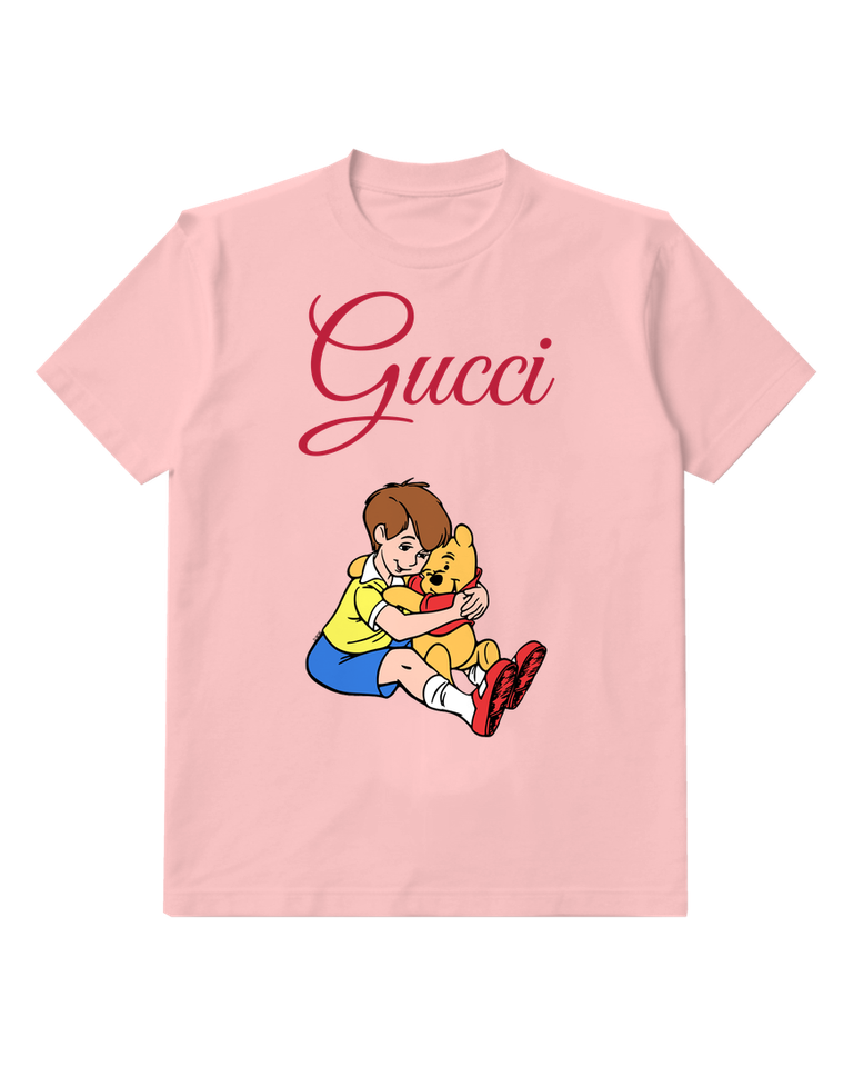 Blush Pink Child Golden Bear Hug Graphic T-Shirt - front product view