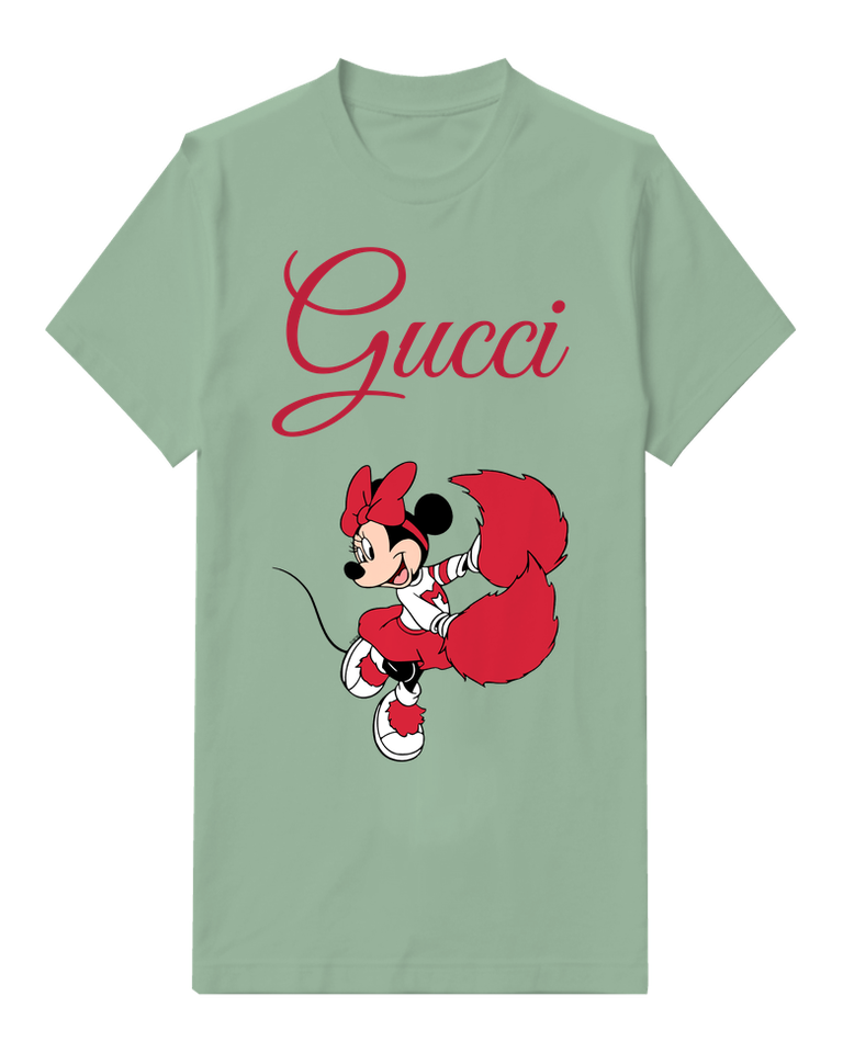 Sage Green Mouse Red Scarf Running Graphic T-Shirt - front product view
