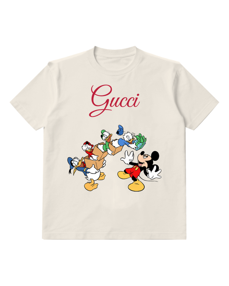 Light Gray Mickey Mouse Ducklings Boxes Graphic T-Shirt - front product view