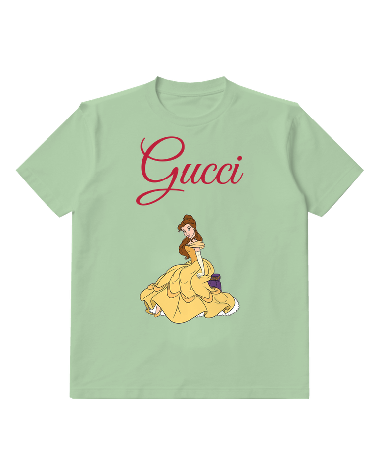 Sage Green Yellow Princess Wide Ruffled Skirt Graphic T-Shirt - front product view