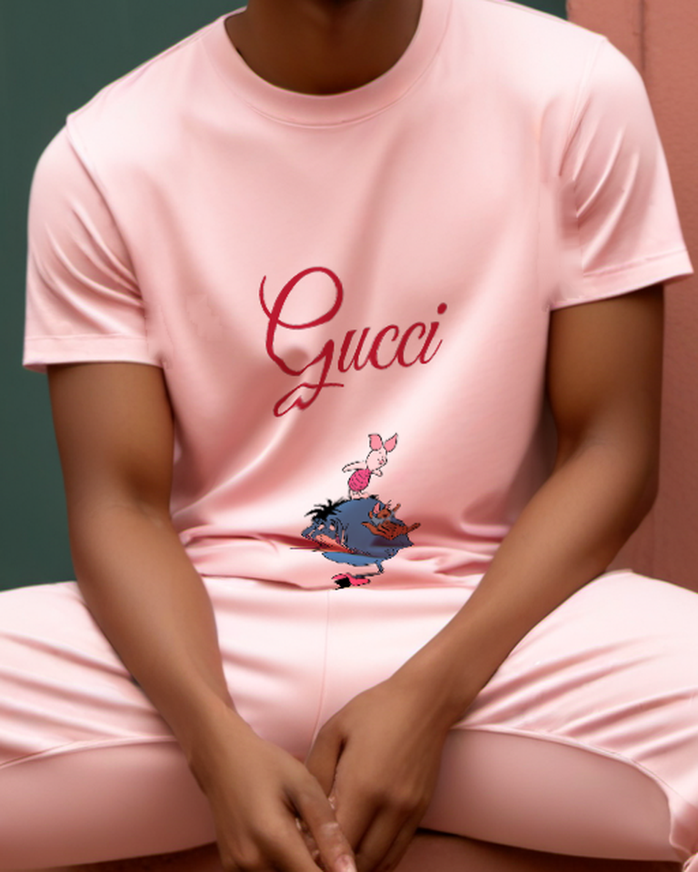 Blush Pink Piglet Roo And Eeyore On Eeyore Graphic T-Shirt - model wearing view