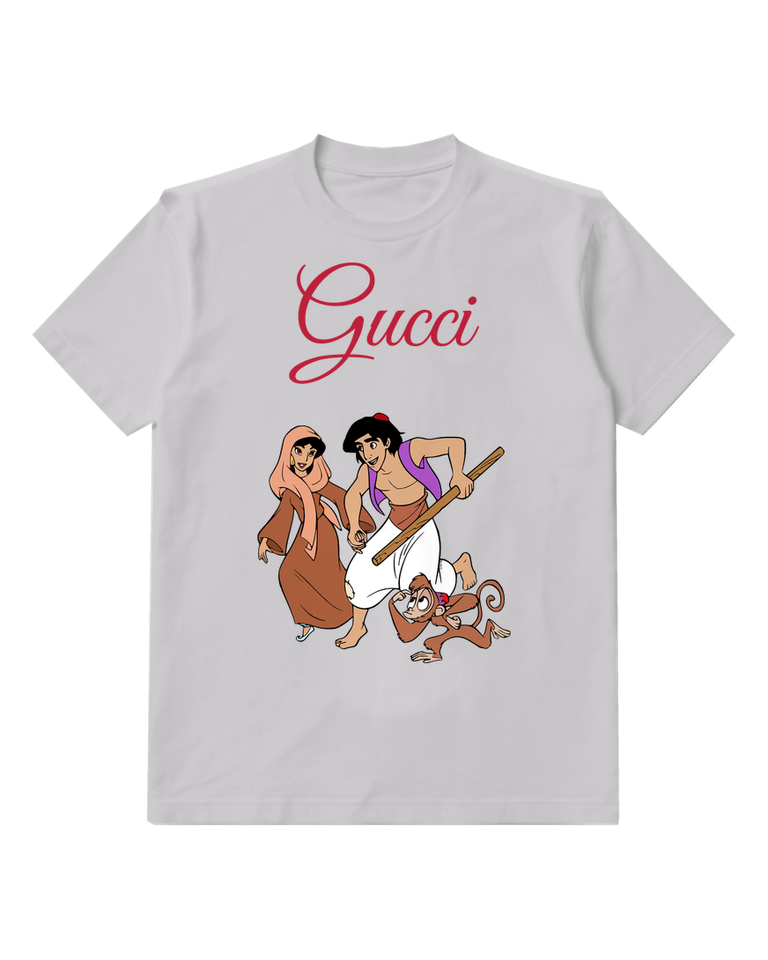 Light Gray Aladdin Jasmine Abu In Motion Graphic T-Shirt - front product view