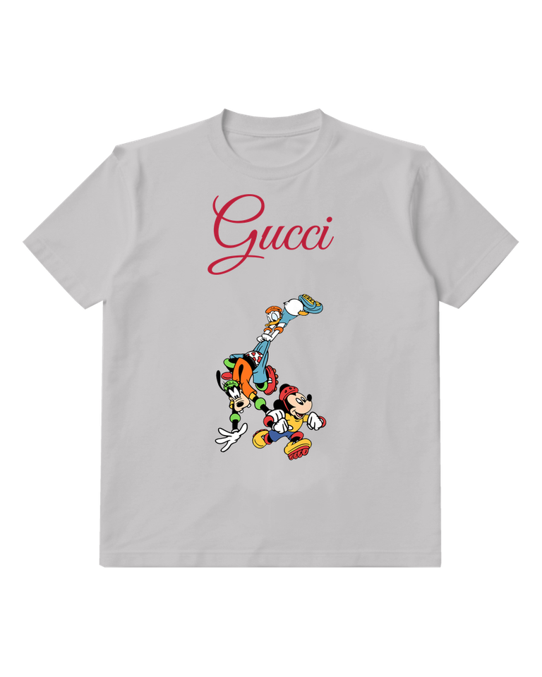 Light Gray Mickey Mouse Roller Skating Graphic T-Shirt - front product view