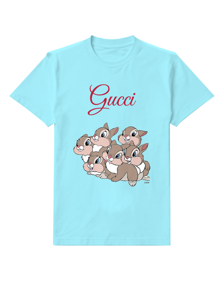 Sky Blue Thumper Group Of Bunnies Clustered Together Graphic T-Shirt - front product view