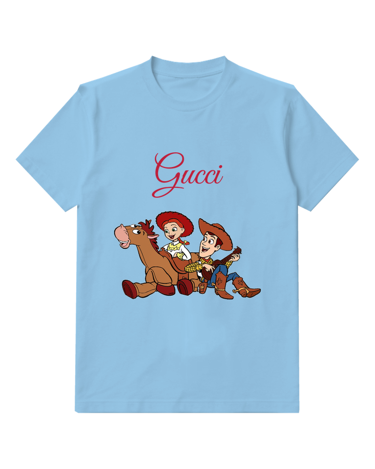 Sky Blue Jessie Woody And Bullseye On Horseback Graphic T-Shirt - front product view