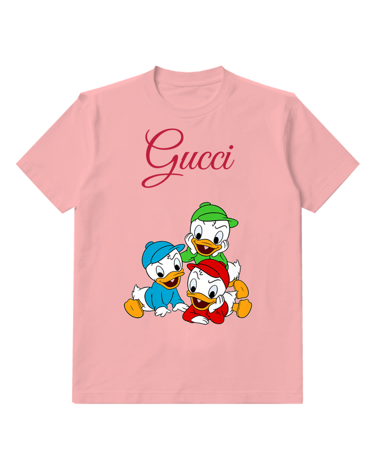 Blush Pink Three Ducklings In Colorful Caps Graphic T-Shirt - front product view