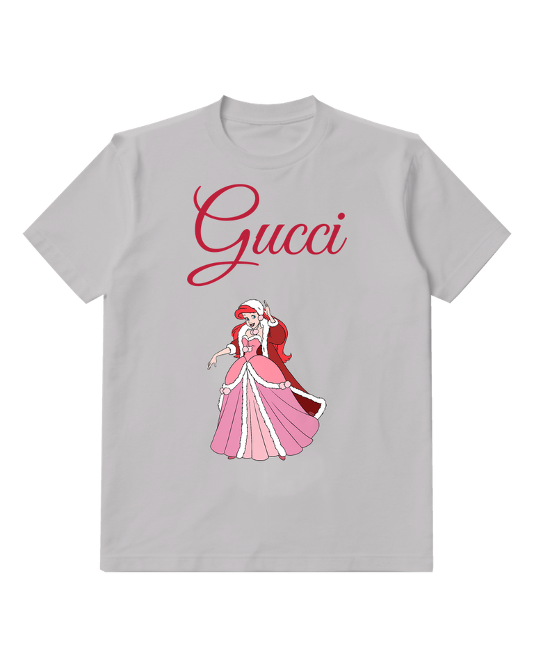 Light Gray Pink Gowned Princess Santa Hat Graphic T-Shirt - front product view
