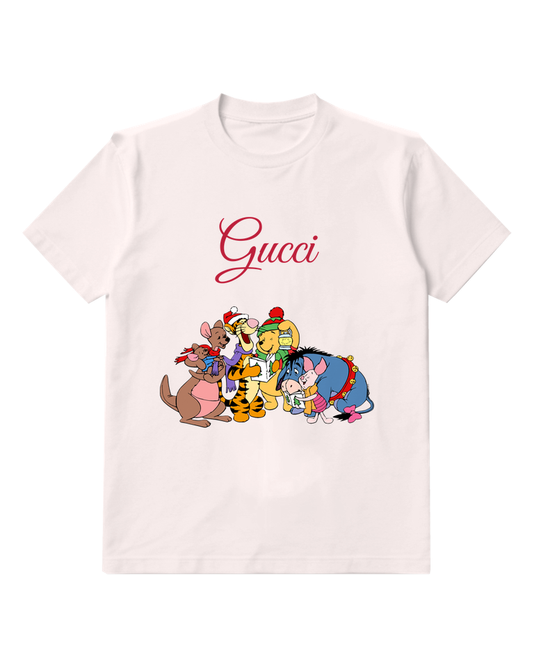 White Winnie The Pooh And Friends Singing Christmas Carols Graphic T-Shirt - front product view