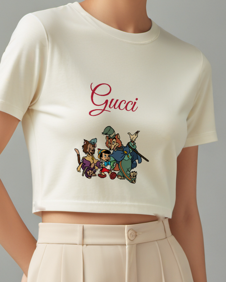Ivory Pinocchio Gideon Honest John Graphic T-Shirt - model wearing view