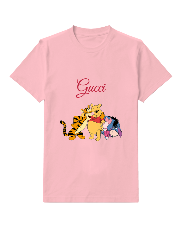 Blush Pink Tigger Hugs Pooh Piglet Nearby Graphic T-Shirt - front product view