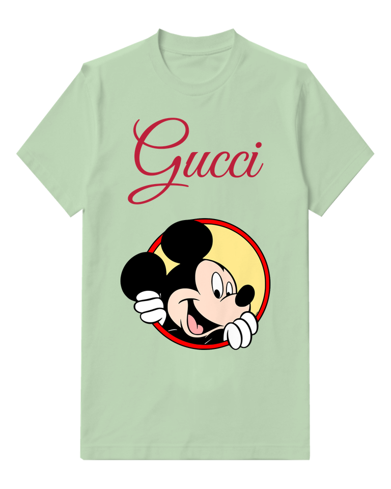 Sage Green Mouse Yellow Circle Peek Graphic T-Shirt - front product view