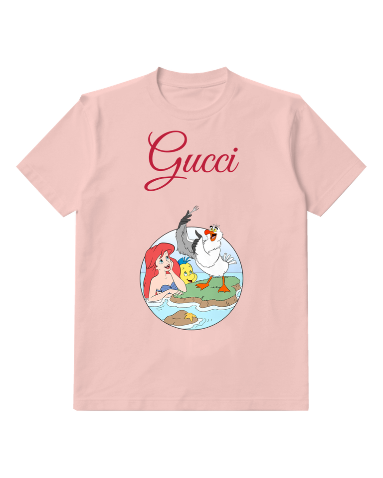 Blush Pink Ariel Flounder And Scuttle On Rock Graphic T-Shirt - front product view