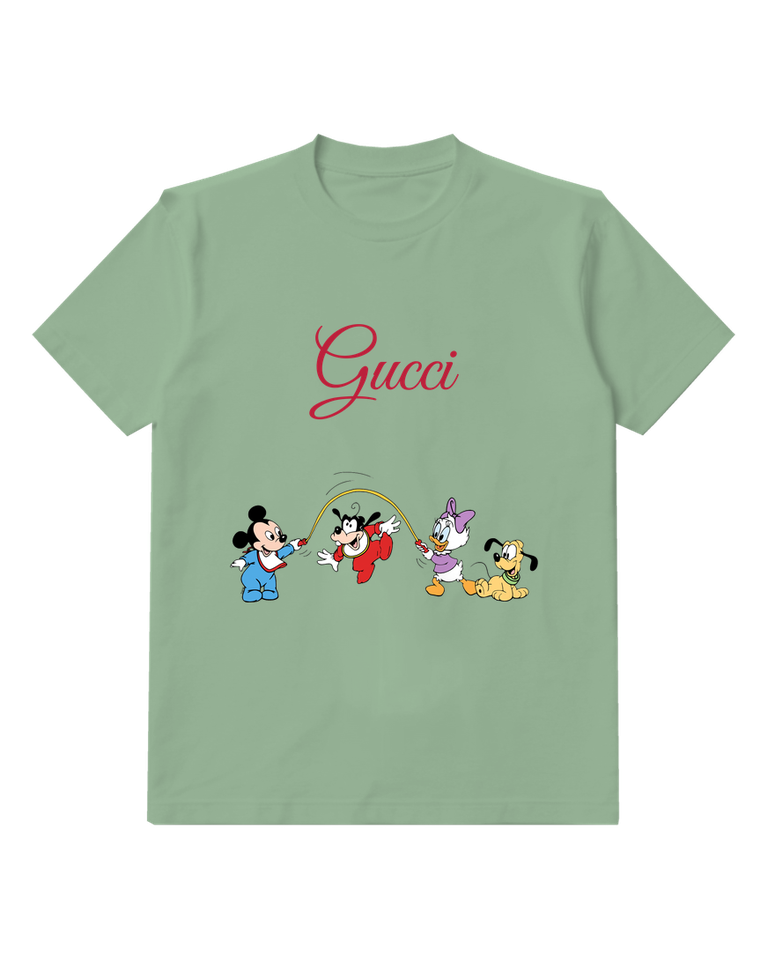 Sage Green Mickey Goofy Daisy Jumping Rope Graphic T-Shirt - front product view