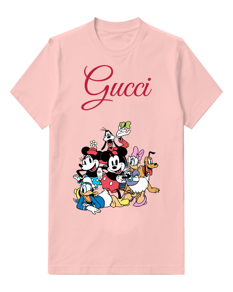 Blush Pink Mickey And Minnie In Joyful Group Pose Graphic T-Shirt - front product view