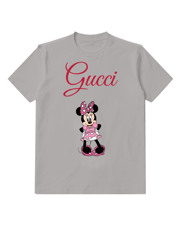 Gray Mouse Tiny Pink Dress Portrait Graphic T-Shirt - front product view