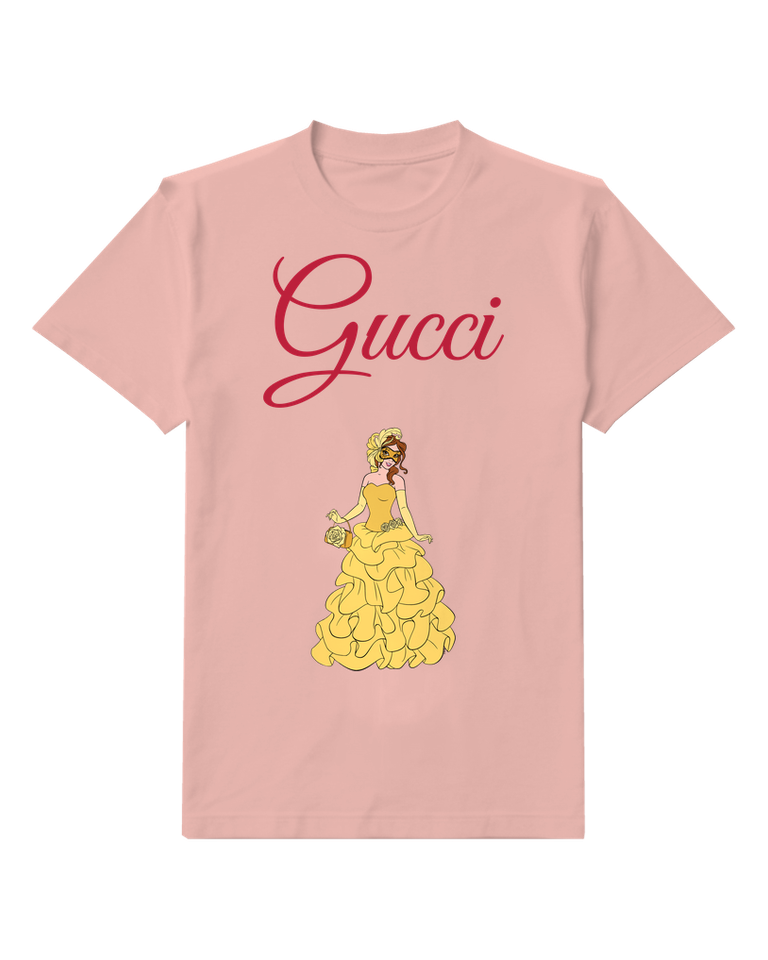 Blush Pink Princess Tiered Golden Gown Graphic T-Shirt - front product view