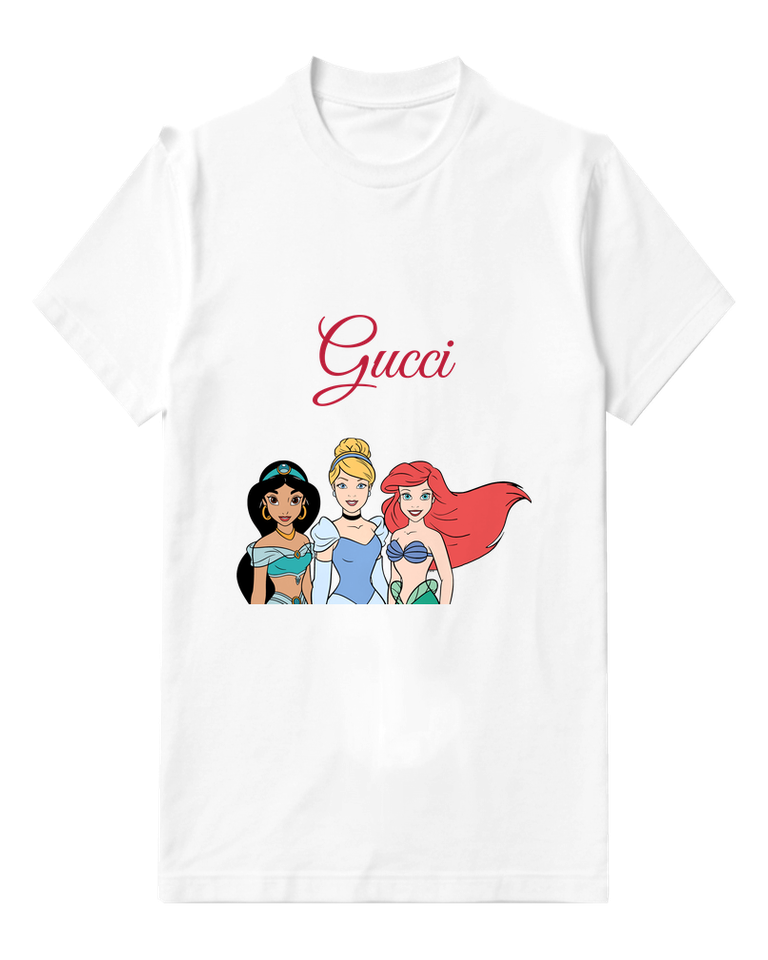 White Three Princesses Standing Side By Side Graphic T-Shirt - front product view
