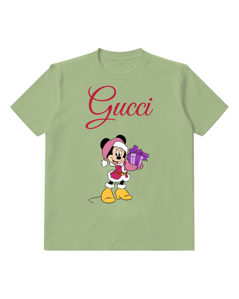Olive Green Mouse Santa Hat Purple Gift Graphic T-Shirt - front product view