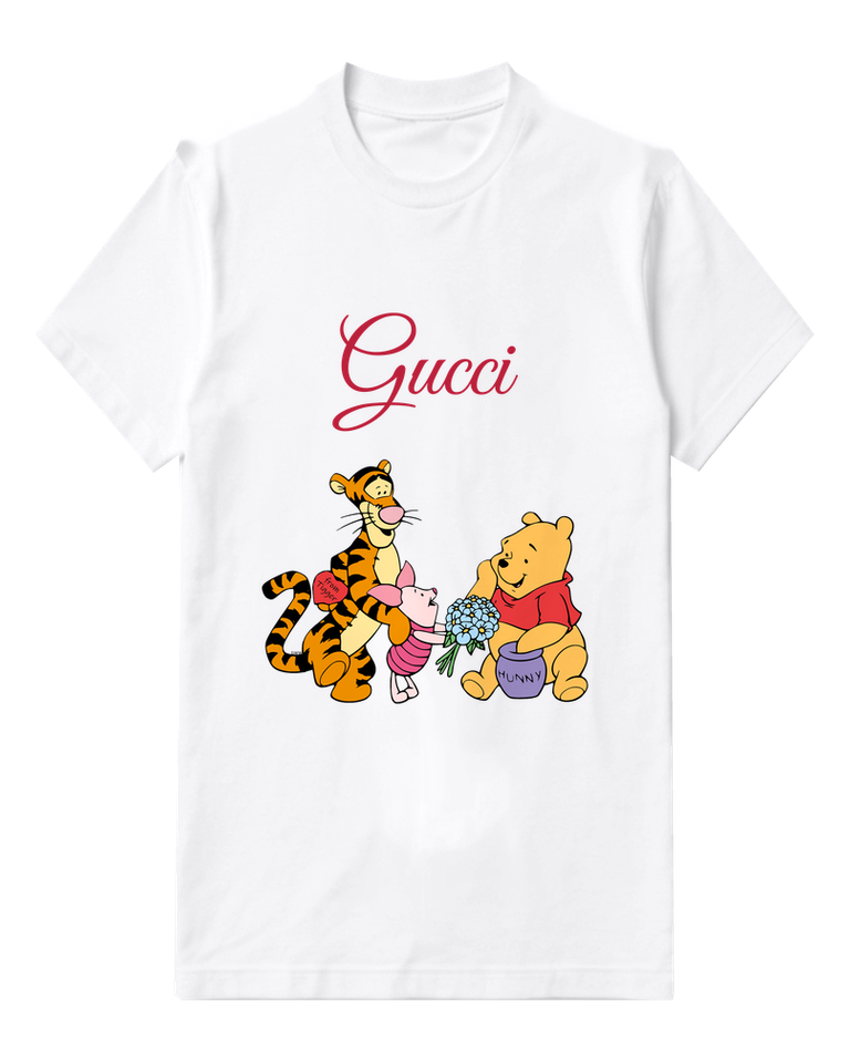 White Tigger Holds Piglet With Flowers Graphic T-Shirt - front product view