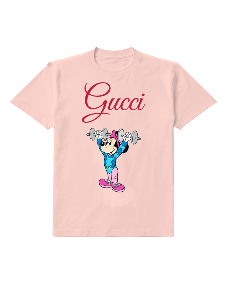 Blush Pink Mouse Blue Outfit Weight Lift Graphic T-Shirt - front product view