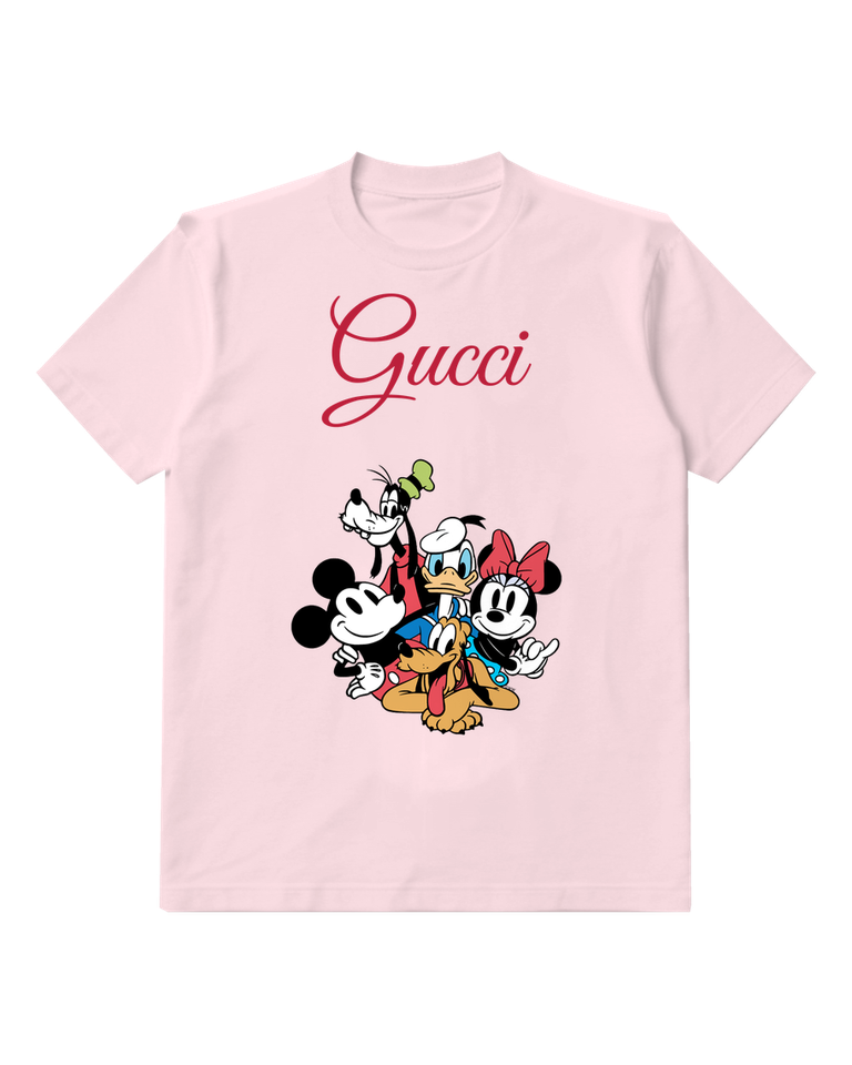 Blush Pink Mickey Mouse Friends Group Smiling Together Graphic T-Shirt - front product view
