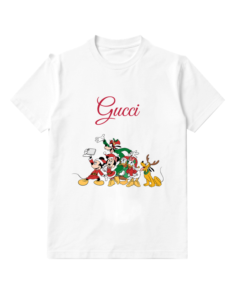 White Mickey Mouse Takes Selfie With Friends Graphic T-Shirt - front product view
