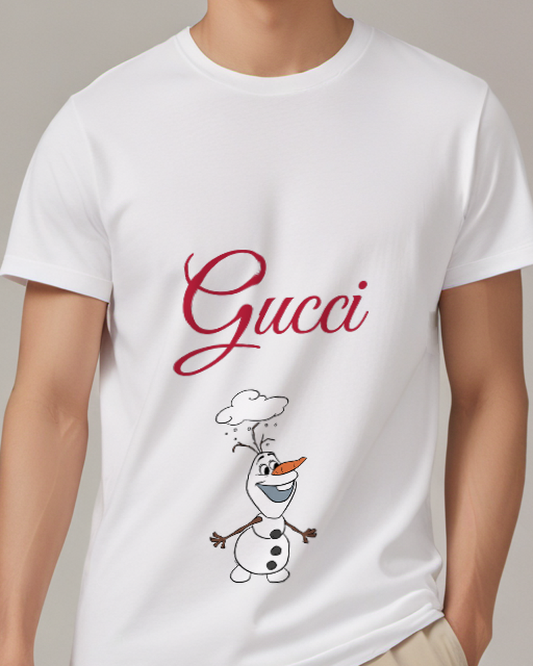 White Snowman Wearing Chef Hat Graphic T-Shirt - model wearing view
